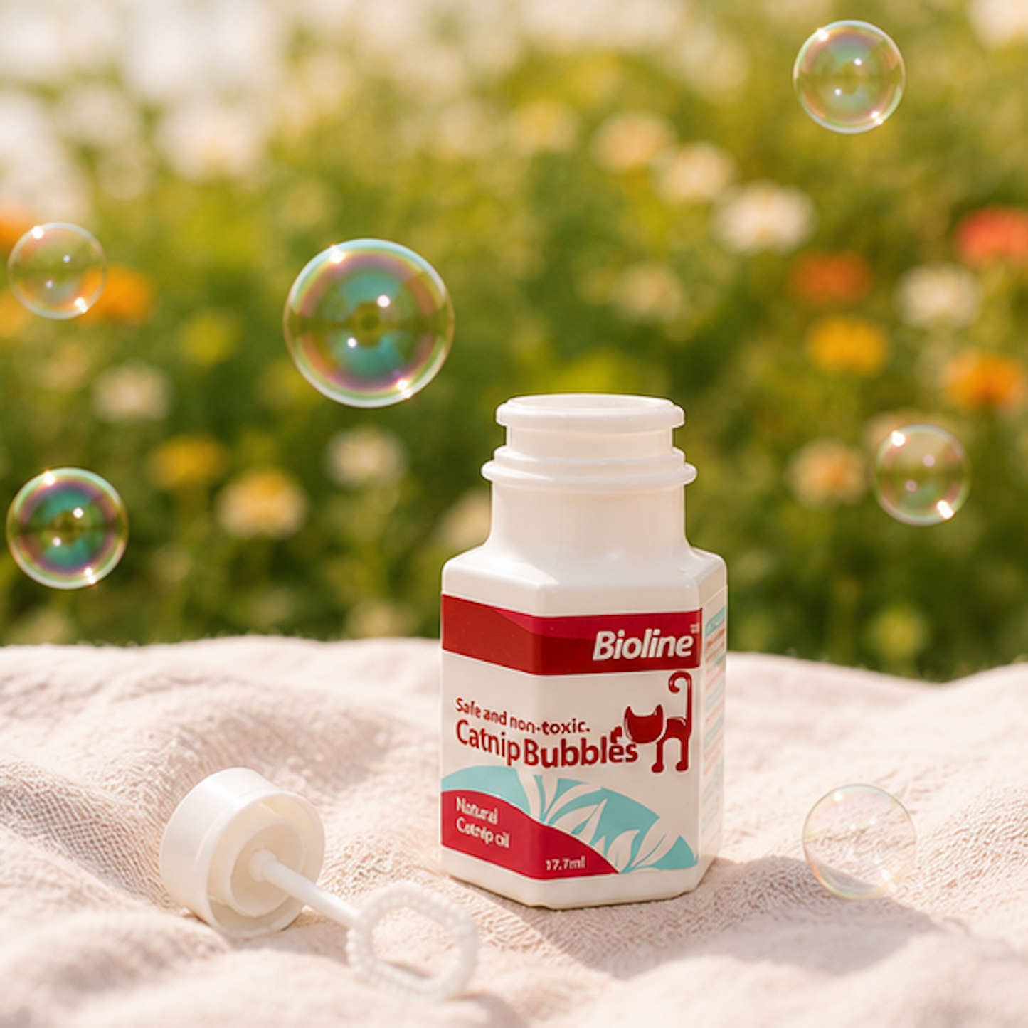 Catnip bubble product picture on outdoor setting