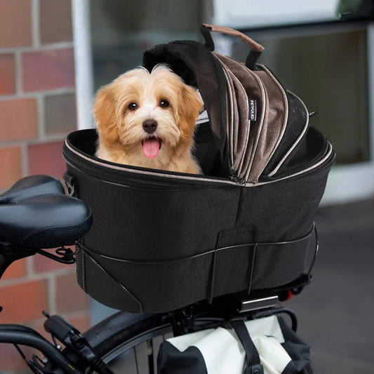 Enclosed Padded Dog Rear Bicycle Basket with Steel Frame