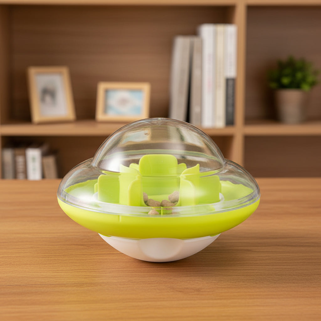 Green and clear UFO Treat Tumbler on a light green background