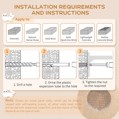 Wood Wall Mounted Cat Condo with Washable Cushion