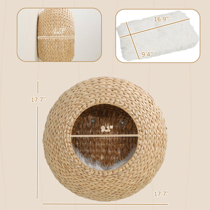 Wood Wall Mounted Cat Condo with Washable Cushion