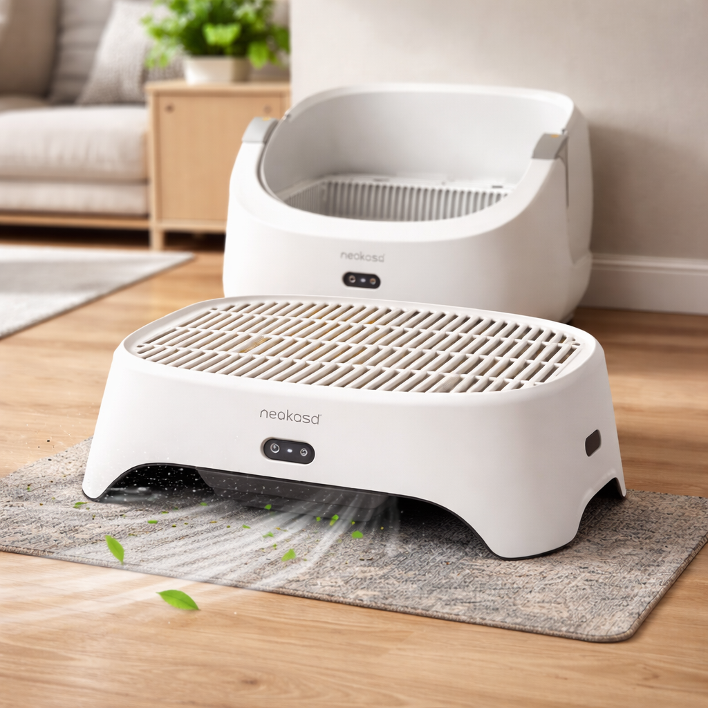 Cat Litter Box Ramp with Built-In Activated Carbon Deodorizer