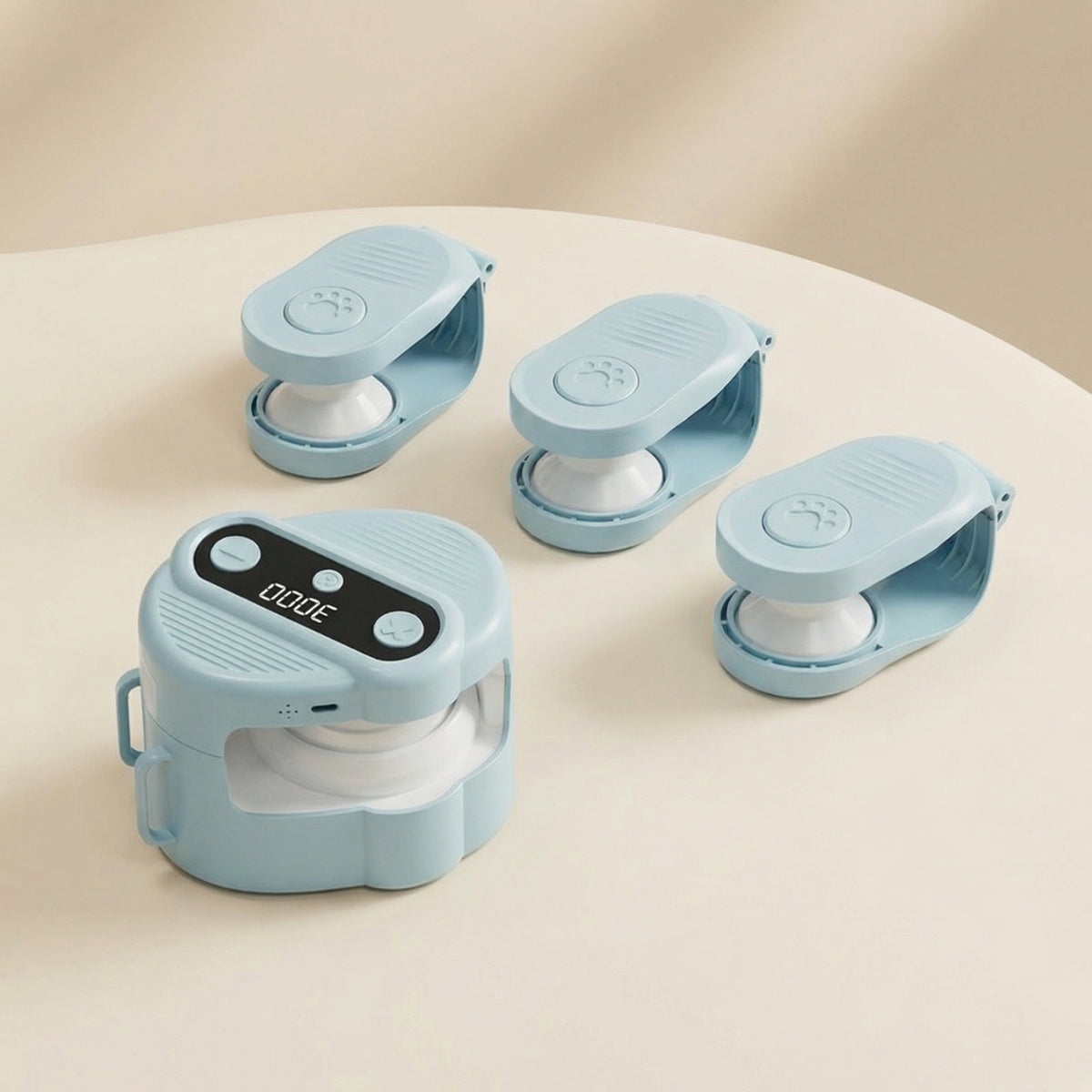 Set of Interactive Hunting Spinner for Cats  on a beige surface