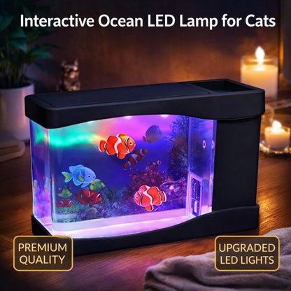 Interactive aquarium LED lamp for cats with color-changing lights and swimming fish