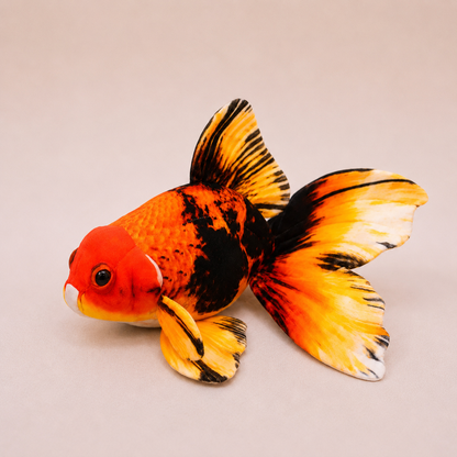 Large Goldfish Kicker Plush for Cats on a beige background