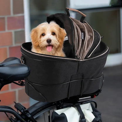Enclosed Padded Dog Rear Bicycle Basket with Steel Frame