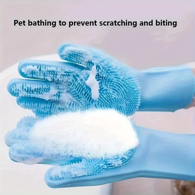 Pet Grooming & Bathing Silicone Gloves