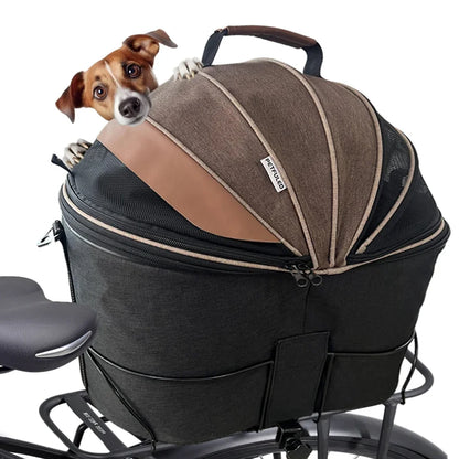 Enclosed Padded Dog Rear Bicycle Basket with Steel Frame
