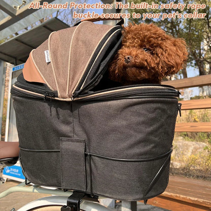 Enclosed Padded Dog Rear Bicycle Basket with Steel Frame