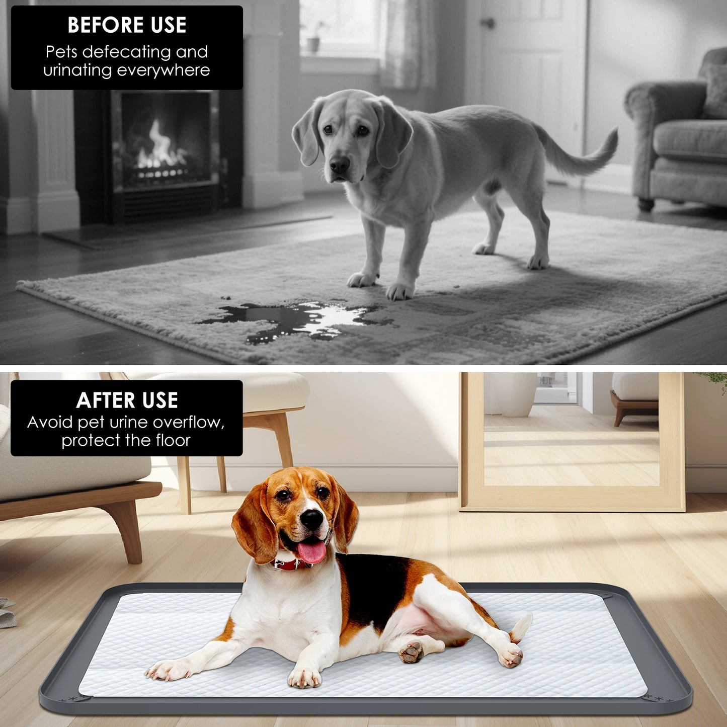 Leak-Proof Silicone Pee Pad Holder with Raised Edge