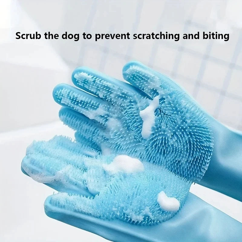Pet Grooming & Bathing Silicone Gloves