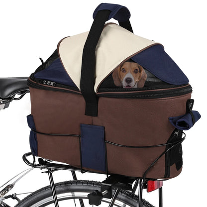 Enclosed Padded Dog Rear Bicycle Basket with Steel Frame