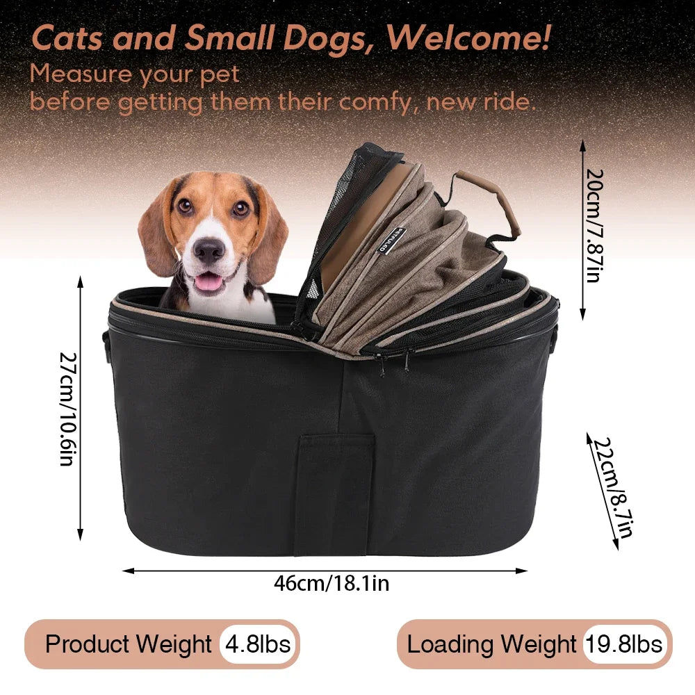 Enclosed Padded Dog Rear Bicycle Basket with Steel Frame