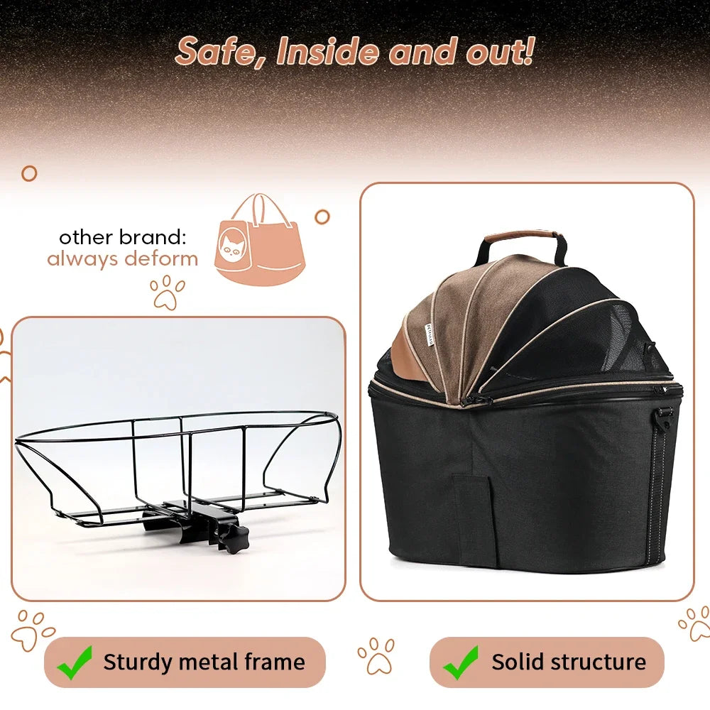 Enclosed Padded Dog Rear Bicycle Basket with Steel Frame