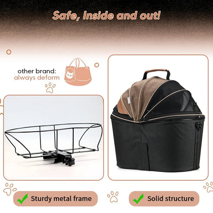 Enclosed Padded Dog Rear Bicycle Basket with Steel Frame