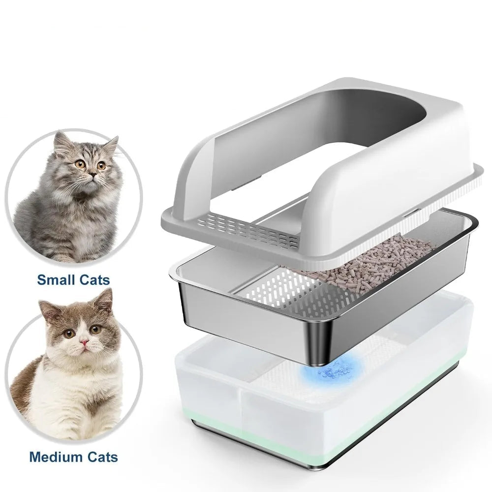 Stainless Steel Sifting Litter Box with Lid - Cidero & Co.