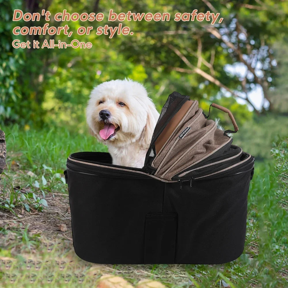 Enclosed Padded Dog Rear Bicycle Basket with Steel Frame