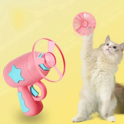 Interactive Flying Disc Gun Cat Toy