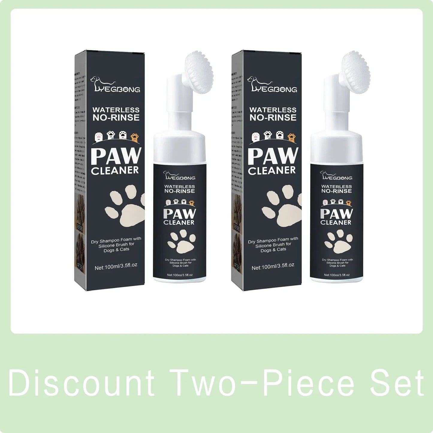 Pet Dry Shampoo Paw Cleaner with Built-In Brush (100ml)