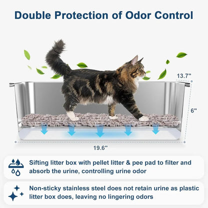 Stainless Steel Sifting Litter Box with Lid - Cidero & Co.