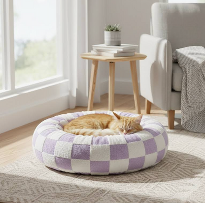 Washable Orthopedic Pet Bed with Checkered, Cloud & Floral Patterns