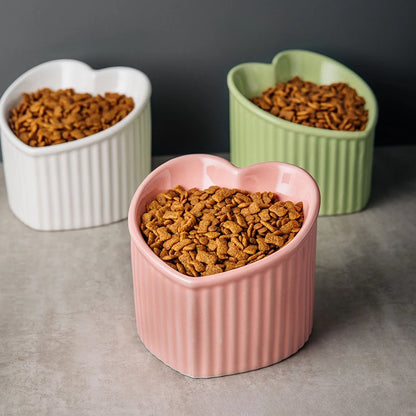 Heart Shape Slanted Ceramic Cat Bowl - Cidero & Co.
