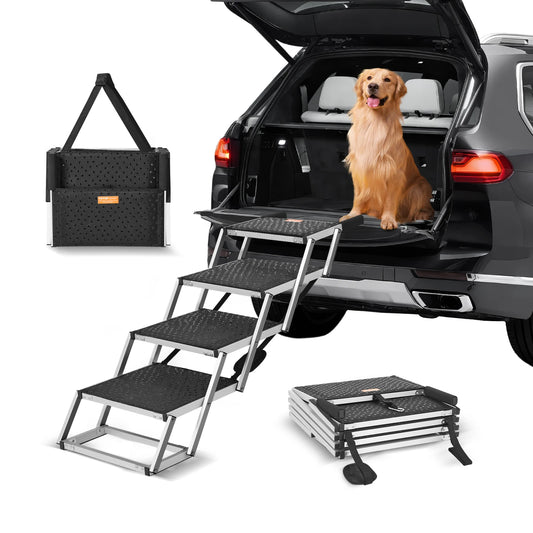 4-Step Folding Dog Stairs for Car