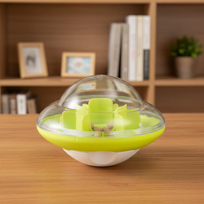 Green and clear UFO Treat Tumbler on a light green background