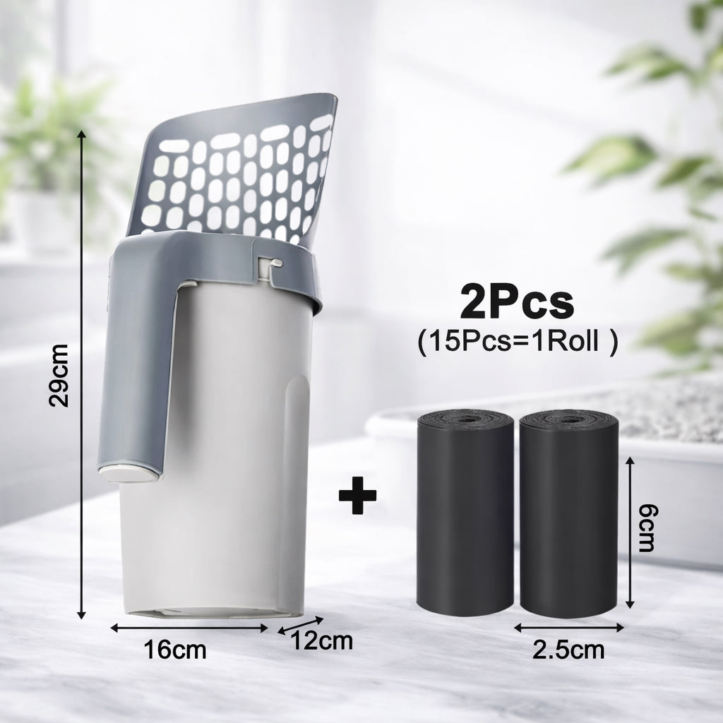2-in-1 Cat Litter Scoop With Built-In Waste Bin