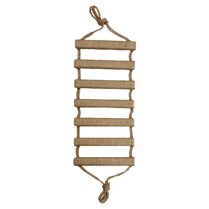 Brown rope ladder on a white background