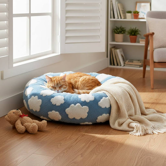 Washable Orthopedic Pet Bed with Checkered, Cloud & Floral Patterns