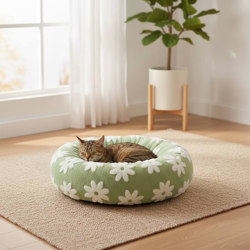 Washable Orthopedic Pet Bed with Checkered, Cloud & Floral Patterns