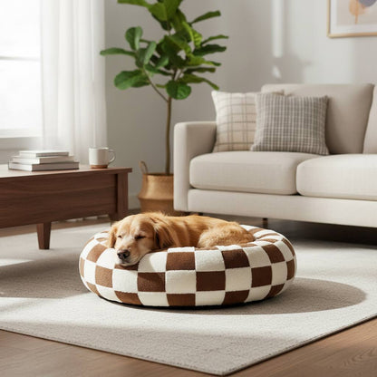 Washable Orthopedic Pet Bed with Checkered, Cloud & Floral Patterns