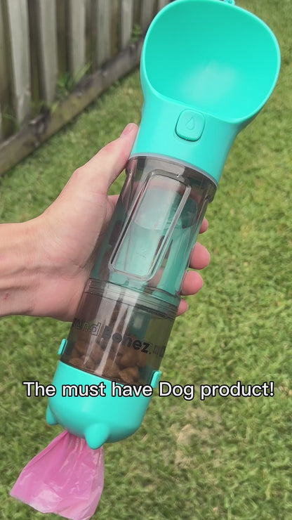 3-in-1 Pet Water & Food Dispenser with Trash Bag Box and Shovel