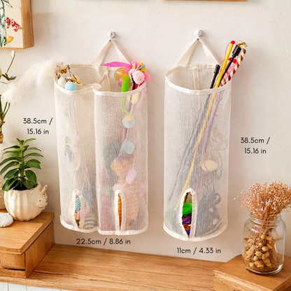 Wall-Mounted Mesh Cat Toy Storage Bag